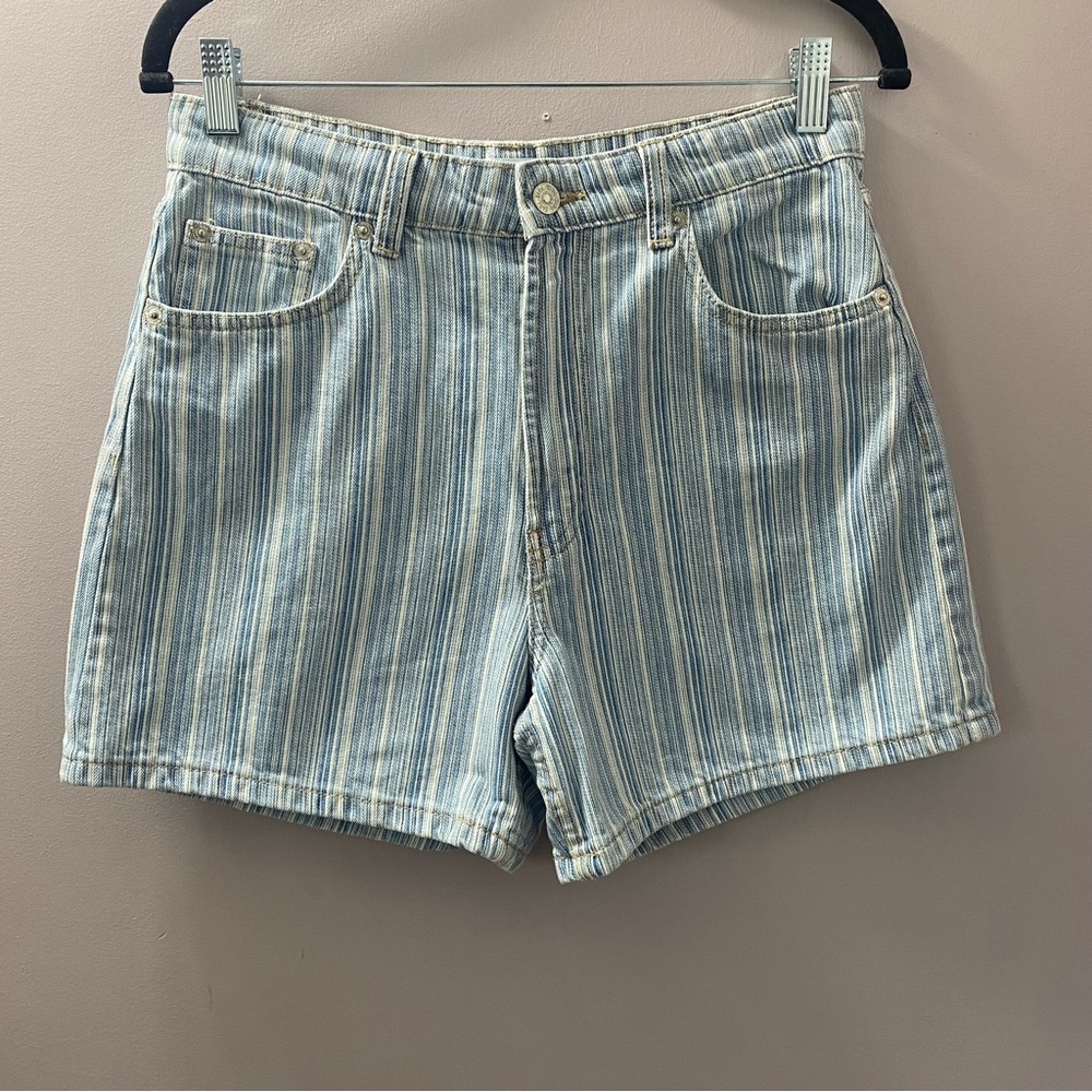 Zara Shorts Women’s Size 6 Blue Stripe High Rise Summer Like New
